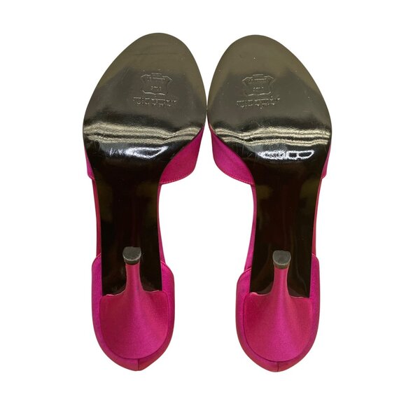 Stuart Weitzman Women’s Pink Satin Open Toe Bow Embellished DOrsay Heel Sz 8.5 - Picture 8 of 10